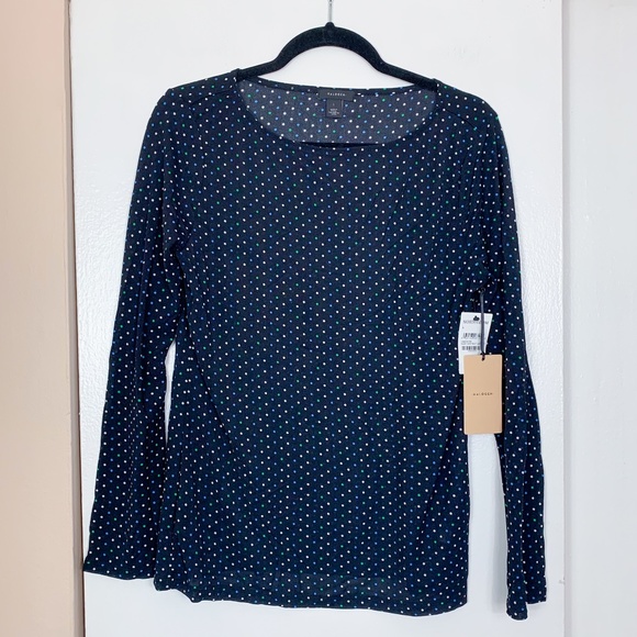 Halogen Polka Dot Long Sleeve Crew Blouse - Picture 1 of 5